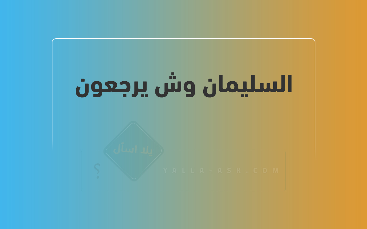 السليمان وش يرجعون